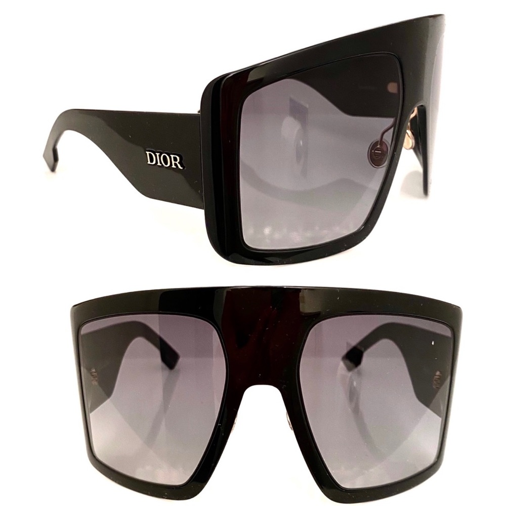Dior Oversized Square Shield Sunglasses in Black with Gray Gradient Lenses